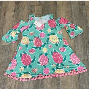 Simply Southern Pink and Green  Beachy Dress/ Cover up Size Medium 🪴🆕🪴 
 NWT